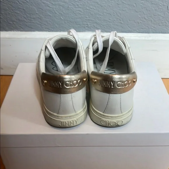 Jimmy Choo White Sneakers Sleek Minimalist Design - Picture 4 of 7